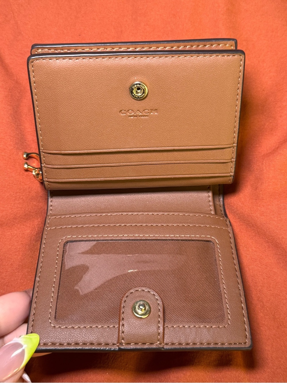 Coach Brown Signature Canvas Bifold Wallet with Gold Hardware - Picture 2 of 5